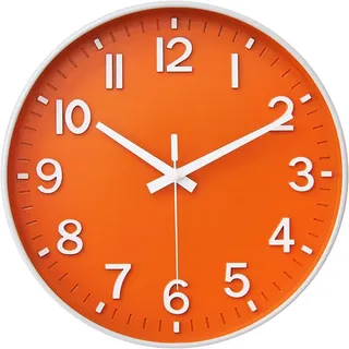 Geräuschlose 30,5 Cm Wanduhr Ohne Ticken Für Wohnzimmer, Schlafzimmer, Küche, Büro (orange)