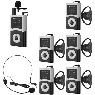 Retekess T130U (T130 4rd) Tour Guide System, Reiseleiter-Set(1-5) | 200m, U-Band-Modus mit klarer Klangqualität, EIN-Tasten-Bedienung, Tour Guide Headsets für Kirche, Schule und Reisen