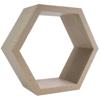 Domax Wandregal Wand‐Regal Sechseck Eiche dekoratives Wandboard in sechseckiger Form