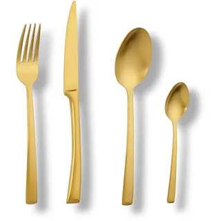 ECHTWERK Tafelbesteck Avelino, Gold Edition, 16-teilig, Essbesteck für bis zu 4 Personen, Edelstahl 18/10, mattiert, Hochwertiges Besteck Set, für Esstisch, Tischdeko für Hochzeiten & Festtafel