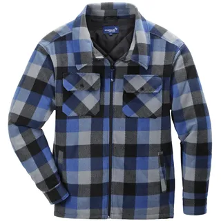 Scheibler Holzfällerhemd Herren Flanellhemd Warm Gefüttert Hemdjacke Karohemd -Outdoor Fleecejacke Langarm Thermohemd Männer Arbeitshemd mit 4 Taschen blau/schwarz-kariert XXL - XXL