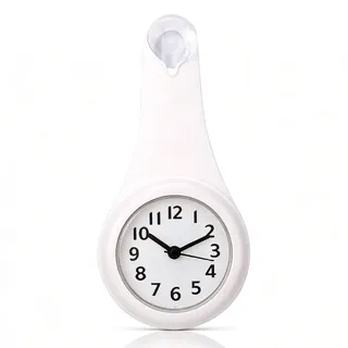 HERCHR Badezimmeruhr Kleine Wanduhr, Baduhr Uhr Für Badezimmer Badezimmeruhr Wasserdicht Mit Haken Für Badezimmer Küche Schlafzimmer, Außenuhr Atomwanduhr Duschuhr(Weiß)