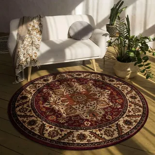 Teppich Rund 140 cm Durchmesser Rot Braun Moderner Kuscheliger Teppiche,Kurzflor Teppich Waschbar, weich & rutschfest balkonteppich,für Wohnzimmer, Schlafzimmer, Arbeitszimmer, Büro