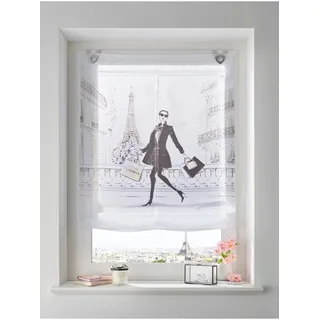 Heine Raffrollo Ösen 80 x 130 cm Schwarz/Weiß