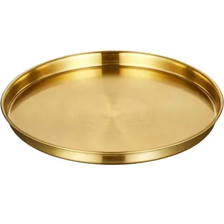 Rundes Tablett aus 201 Edelstahl mit Gebürsteter, Edelstahl Tablett Matter Oberfläche, Servier- und Dekorationsobjekt für Zuhause, Küche, Restaurant, Bar, Party im Freien(Gold,24cm/10in)