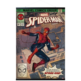 Erik Magnetische Posterleiste mit Poster - Marvel Spider-Man Comic Front - Poster mit Rahmen