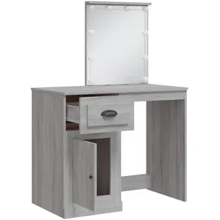 vidaXL Schminktisch mit LED-Leuchten Grau Sonoma 90x42x132,5 cm