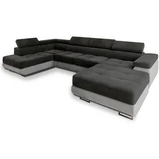 Masseno Wohnlandschaft, Schwarz, Metall, 5-Sitzer, U-Form, 345x90x202 cm, Wohnzimmer, Sofas & Couches, Wohnlandschaften, Wohnlandschaften in U-Form