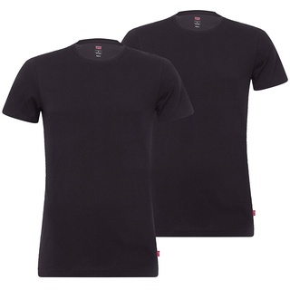 LEVI'S Herren T-Shirts, 2er Pack - Rundhals, Kurzarm, einfarbig Schwarz L