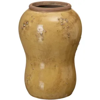 LOLAhome Antike Vase aus Keramik, Senf, Ø 14 x 21 cm