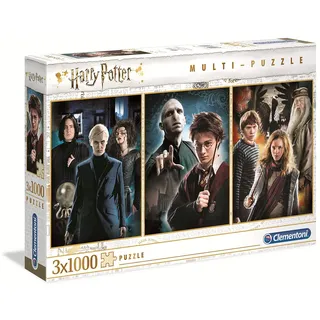 CLEMENTONI 61884 Harry Potter – Puzzle 3 x 1000 Teile ab 9 Jahren, buntes Erwachsenenpuzzle mit kräftigen Farben, Geschicklichkeitsspiel für die ganze Familie, schöne Geschenkidee