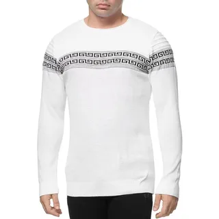 Banco Rundhalspullover Rundhals Basic Pullover Ganzjahrpullover Winter Herbst Frühling weiß M