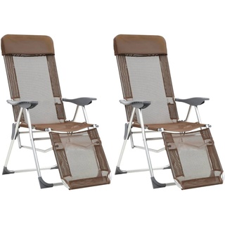vidaXL Klappbare Liegestühle mit Fußteil 2 Stk. Braun Textilene