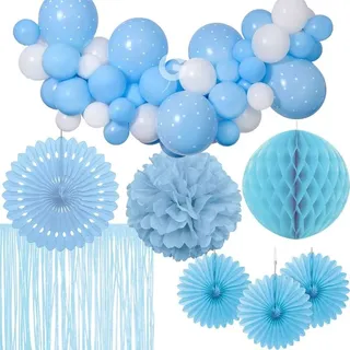 Hellblau Party Deko Set Partyset Jungs Baby Babyshower Kindergeburstag