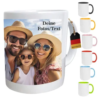 HD PRINT4YOU Tasse Personalisiert - Keramiktasse mit Foto Fototasse mit eigenem Foto selbst gestalten - Weiß - Maximale Druckfläche der Fototasse: 140 x 73 mm