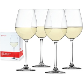 Spiegelau 4-teiliges Weißweinglas-Set, Weingläser, Kristallglas, 465 ml, Salute, 4720172