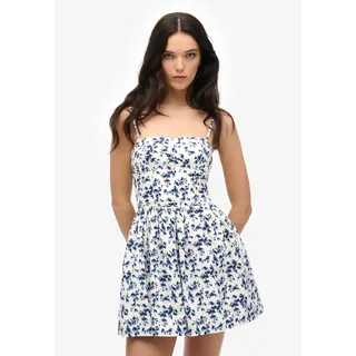 Sommerkleid SUPERDRY "CORSET CAMI MINI DRESS", Damen, Gr. L, N-Gr, watercolour ditsy navy, Web, Obermaterial: 55% Baumwolle, 45% Lyocell, geblümt, slim fit normal, eckiger Ausschnitt, Kleider Sommerkleid, aus Baumwollmischung, Slim Fit, mit geblümtem Print, ohne Ärmel