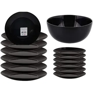 Northam 6-tlg.Set Geschirr Aus Opalglas Speiseteller Dessertteller Schale Schwarz (6er Set Schale)