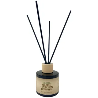 Zirben-Stäbchen Diffuser, Raumduft mit Zirbenholz, 120 ml, Natürlicher Lufterfrischer mit Duftstäbchen