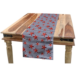 Abakuhaus Tischläufer Esszimmer Küche Rechteckiger Dekorativer Tischläufer, Seestern Maritime Themed Muster rot|weiß 40 cm x 225 cm