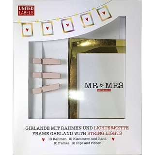 United Labels® Einzelrahmen »LITTLE ONES/MR & MRS - Foto Girlande mit LEDs, Klammern und goldfarbenen Rahmen«
