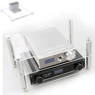 ZIUSFAC Transparente TV Rack Acryl Medienständer Kleines Desktop Stereo Komponenten-Rack 2 Etagen Audioständer Audio-Video-Komponenten- Ständer HiFi Regal