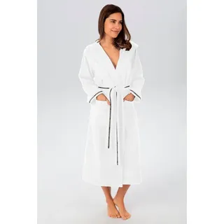 bruno banani Damenbademantel »Danny, ideal für Sauna & Spa, Hotelbademantel, Morgenmantel«, (1 St.), mit Logostreifen, aus 100% Baumwolle, XS-3XL, weiß