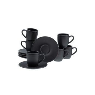 CreaTable Espressotassen-Set Soft Touch schwarz Steinzeug 12 tlg. - schwarz