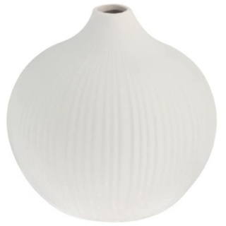 Storefactory - Vase, Blumenvase - Fröbacken - Keramik - geriffelt - Farbe: weiß - (ØxH) 13 x 13 cm - Größe: medium