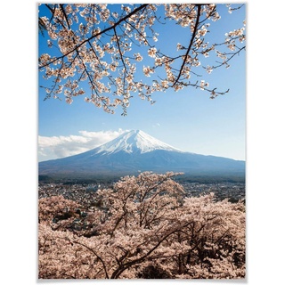 Poster WALL-ART "Mount Fuji Japan" Bilder Gr. B/H/T: 80 cm x 100 cm x 0,1 cm, bunt Bilder Poster, Wandbild, Bild, Wandposter