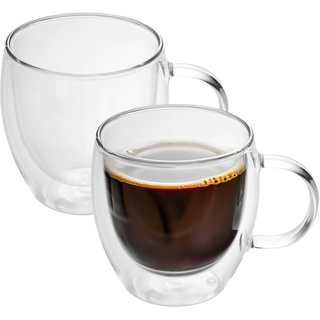 Intirilife 2x Doppelwandiges Thermo Glas Set in 100 - 150ml - Mundgeblasen isoliert für Latte Macchiato, als Teeglas oder Kaffeeglas