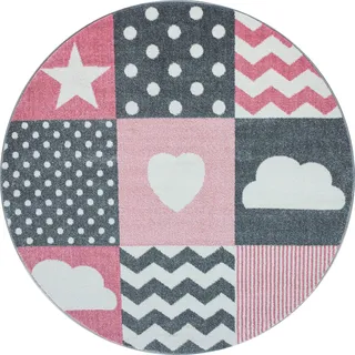 Ayyildiz Kids 620 Kinderteppich Ø 160 cm Pink/Rosa/Weiß