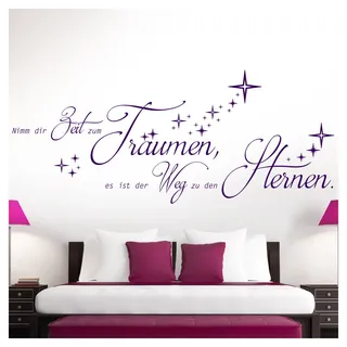 Grandora W5170 Wandtattoo Zitat Nimm dir Zeit zum Träumen I violett (BxH) 140 x 58 cm I Sterne Aufkleber Schlafzimmer Wandaufkleber Wandsticker