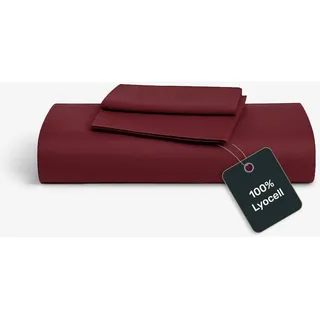twenty:three Lyocell Bettwäsche (1x) 135x200 + (1x) 40x40 Biking Red - 100% Tencel - Gewonnen aus Eukalyptus - Hochwertig - Nachhaltig - Atmungsaktiv - Luxus - Hypoallergen