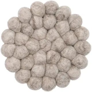 myfelt Wollteppich Muster Filz- und Filzkugelteppich rund, rund, 100% reine Schurwolle beige