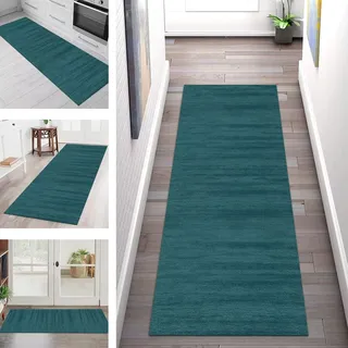SGLGSTORE Teppich Läufer Flur Küchenläufer Waschbar Teppichläufer Eingangsmatte 50X100CM Türkis Teppich rutschfest Läufer Für Schlafzimmer Wohnzimmer Teppichläufer Polyester Meterware Anpassbar