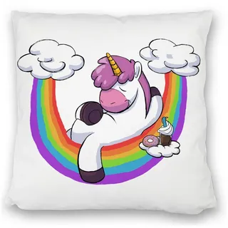 speecheese Dekokissen Schlafendes Einhorn Kissen satiniert mit Regenbogen