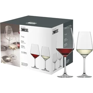 SCHOTT ZWIESEL Weinglas Set Tulip 8er Set, 4 Rotweingläser und 4 Weißweingläser aus Tritan Kristallglas, spülmaschinenfest, 124094