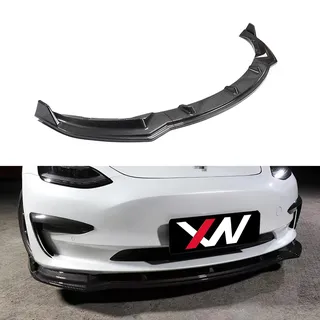 Ywooon für Tesla Model 3 2017-2023 Frontstoßstange Lip Bodykit, Auto ABS Frontstoßstange Frontspoiler Verkleidung Schutz Splitter Spoiler Splitter Body Kit, Glänzend Kohlefaser