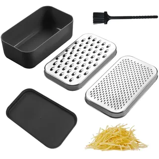 1 Set Käsereibe Mit 1-Teiliger Bürste, Kastenreibe Mit Behälter Und Deckel, Küchenreibe Aus Edelstahl, Multifunktionaler Zerkleinerer, Schäler Für Gemüse, Obst Und Käse
