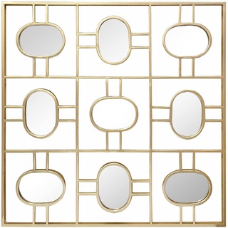LW Collection Wandspiegel Gold Quadratisch 80x80 cm Metall - große Spiegelwand - Industriell - Wohnzimmer Flur - Badspiegel - Spiegel mit kleinen Spiegeln
