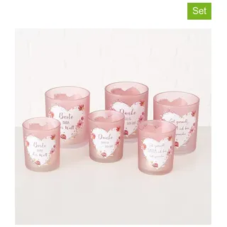 Boltze 6er-Set: Windlichter "Elsie" in Rosa