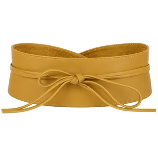Adel Bags Taillengürtel Damen Bindegürtel Echtleder Obi Taillengürtel breit viele Farben Echtleder, Bindegürtel, Obi-Gürtel, weiche Velours-Innenseite gelb