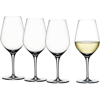 Spiegelau 4-teiliges Weißweinglas-Set, Weingläser, Kristallglas, 420 ml, Authentis, 4400182