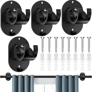 Gardinenhaken Selbstklebend 4 Stück Gardinenstangenhalter Halterung Gardinenstange ohne Bohren Klebehaken Gardinenstange Kleben Gardinen Halterung Vorhang Haken Halter ,für Home Küche Bad(Schwarz)