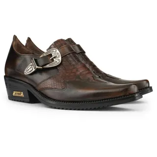 Infinity Leather Herren Leder Goth Braun Schuhe Winklepickers Cuban Rock Motorradfahrer Punk Western Stiefel 41 - 41 EU