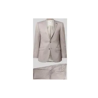 Slim Fit Anzug mit Reverskragen und Bügelfalte, Beige, 56