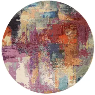 RugVista Aruba, Teppich, Moderne Teppiche, Ø 200 cm, Rund, Niedriger Stapel, Wohnzimmer, Esszimmer, Schlafzimmer, Küche, Nur chemische Reinigung, Oeko_tex_100, Mauve/Multi