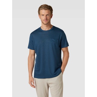 T-Shirt aus Leinen mit Brusttasche Modell 'ECSTASEA', Marine, M