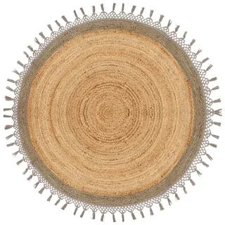 Beliani Marts Juteteppich 140 x 140 cm Beige/Grau